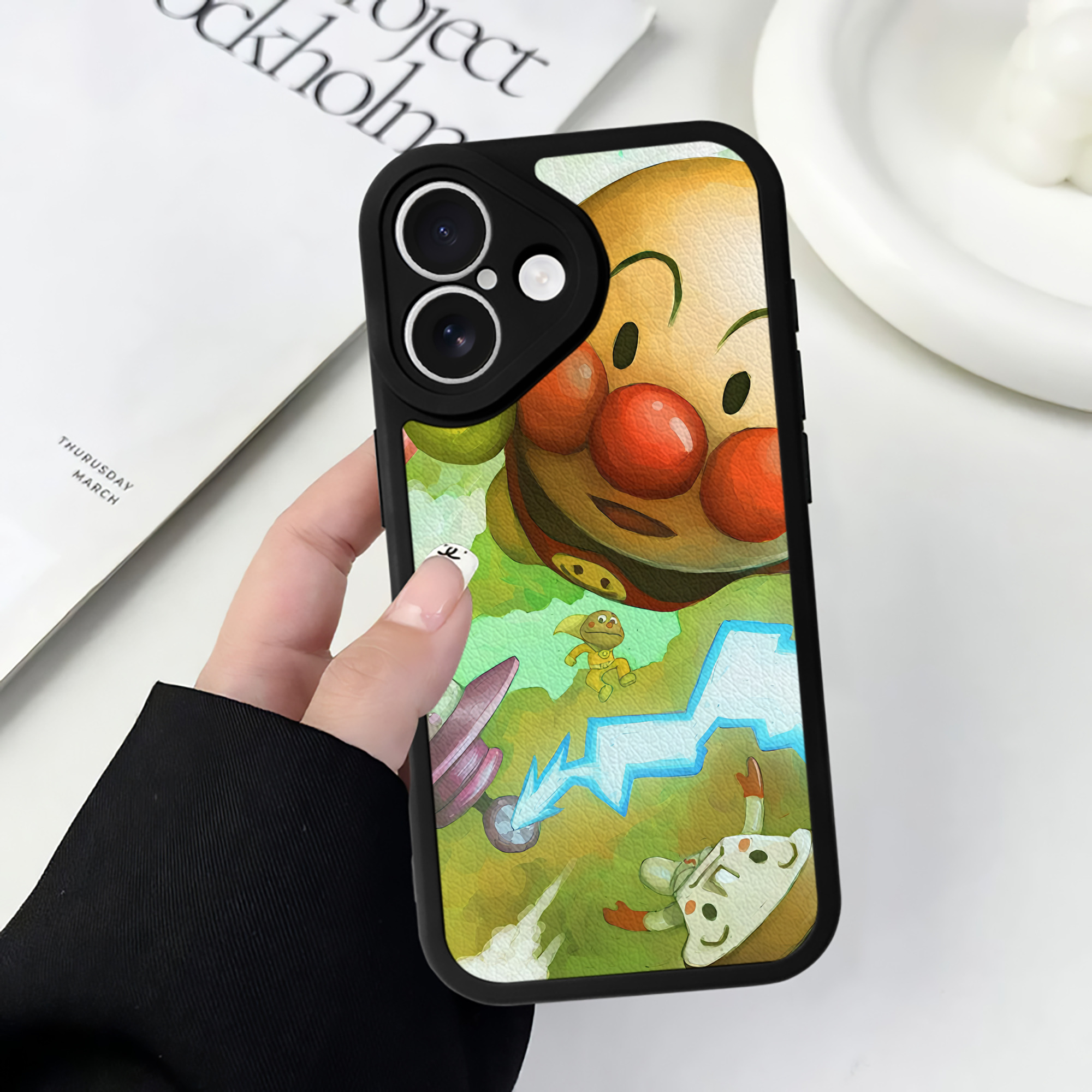（画像用） アンパンマン Anpanman 【iPhone 16シリーズ対応】シリコンスマホケース（レザー調） 材質：シリコン